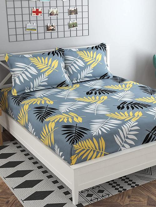 glace cotton fitted printed king size double bed bedsheet with 2 pillow cover - 19689770 - Very Small Image - 1