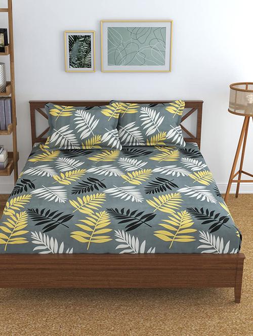 glace cotton fitted printed king size double bed bedsheet with 2 pillow cover - 19689771 - Very Small Image - 1