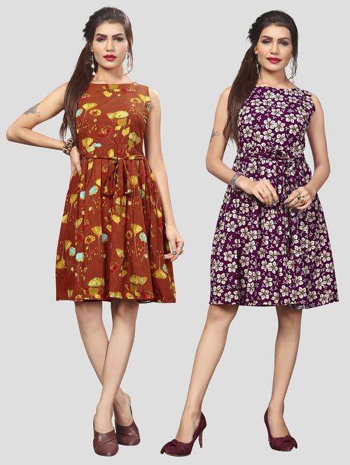 women's combo floral dress - 19690012 - Very Small Image - 1