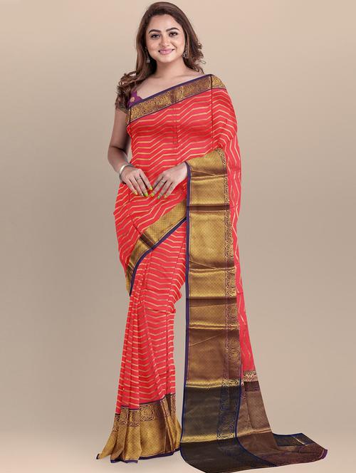 printed woven saree with blouse - 19690432 - Very Small Image - 1