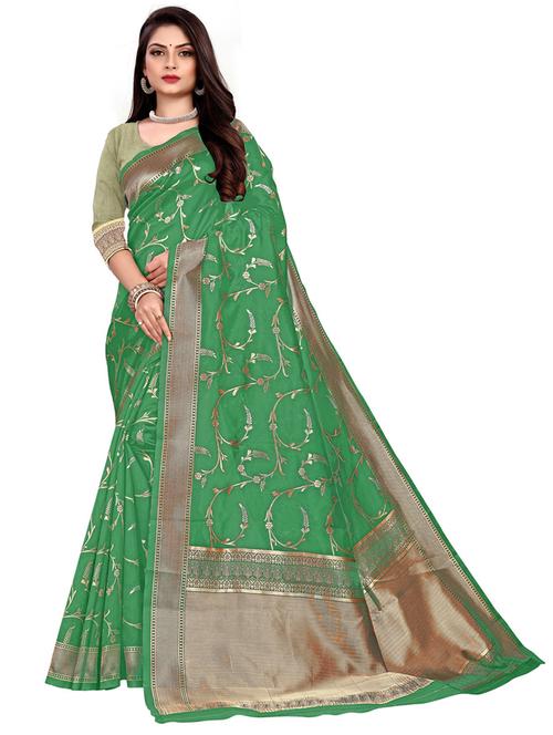 self design woven saree with blouse - 19690498 - Very Small Image - 1