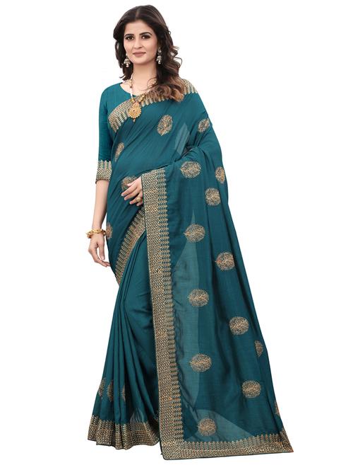 solid with borders woven saree with blouse - 19690679 - Very Small Image - 1