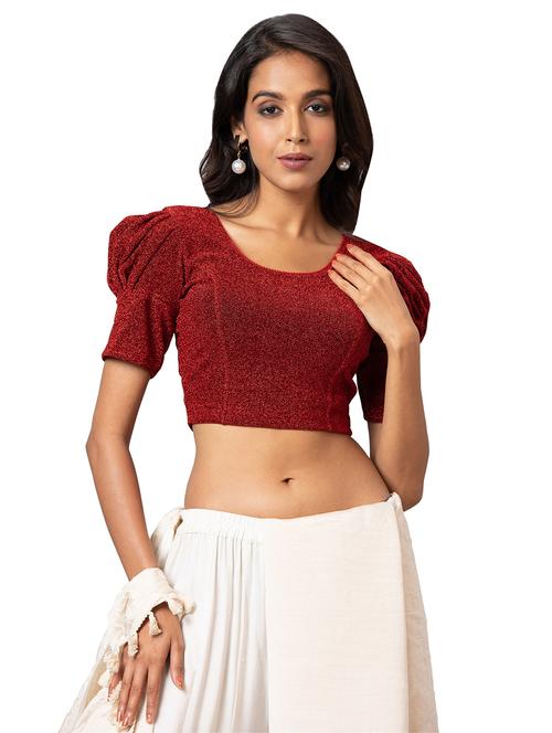 red cotton lycra regular blouse - 19690696 - Very Small Image - 1