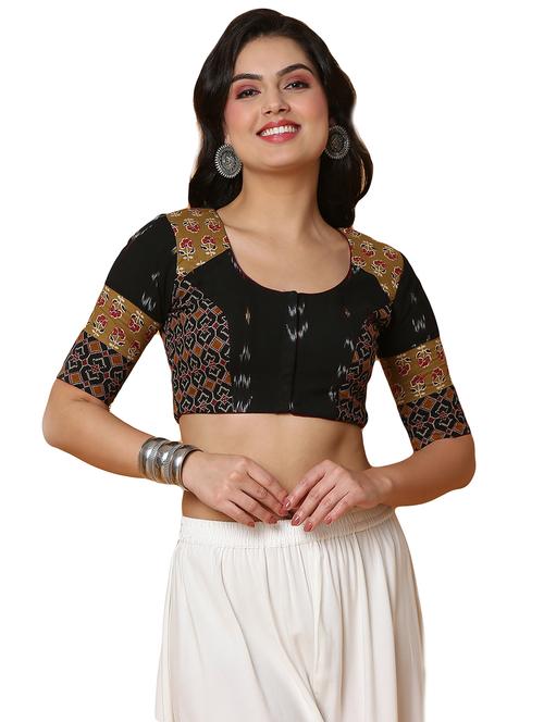 black cotton regular blouse - 19690719 - Very Small Image - 1