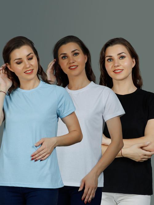 round neck solid regular tees combo - 19690790 - Very Small Image - 1