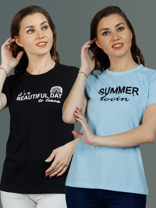round neck printed regular tees combo - 19690800 - Very Small Image - 1