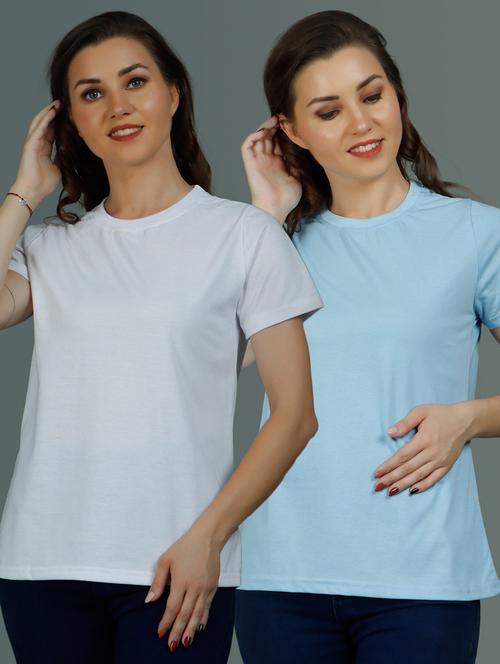round neck solid regular tees combo - 19690817 - Very Small Image - 1