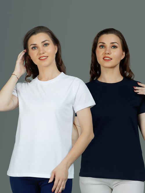 round neck solid regular tees combo - 19690819 - Very Small Image - 1