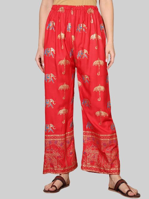 red rayon palazzos - 19691099 - Very Small Image - 1