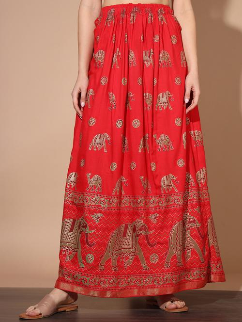 red printed flared maxi skirt - 19691145 - Very Small Image - 1