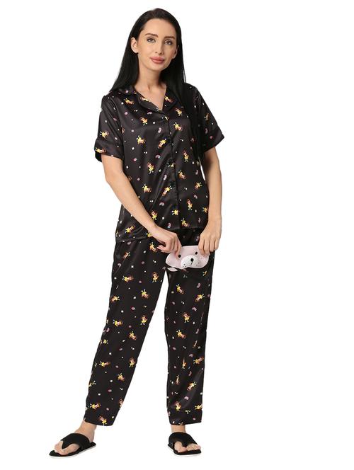 printed lapel neck pyjama set - 19691219 - Very Small Image - 1