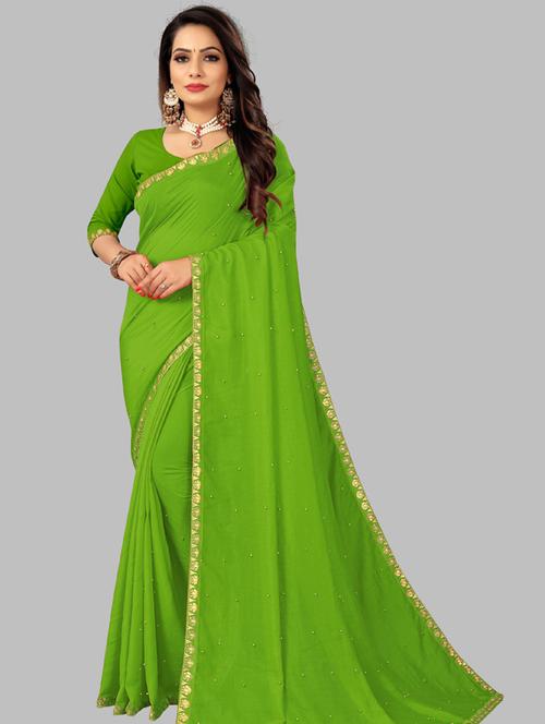 light green georgette bordered saree - 19691675 - Very Small Image - 1
