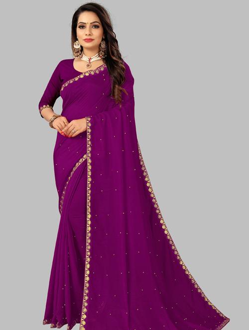 purple bordered saree - 19691679 - Very Small Image - 1