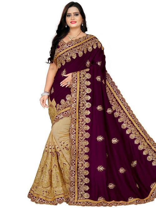 embroidered half and half saree with blouse - 19691762 - Very Small Image - 1