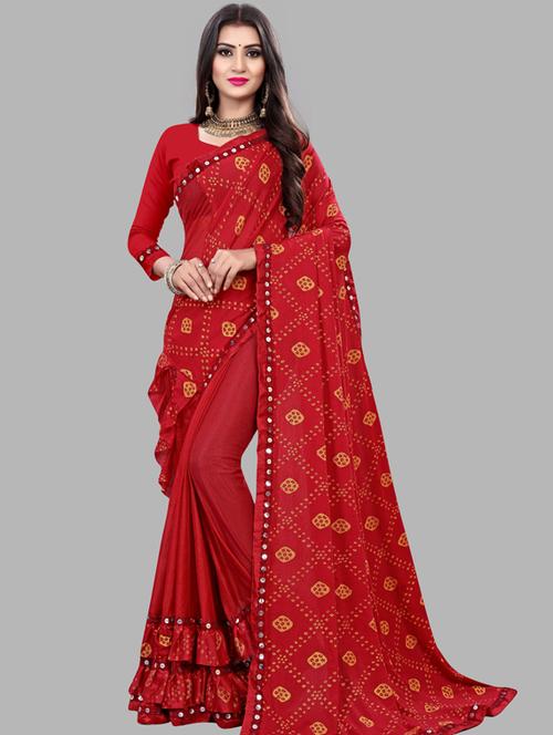 printed bordered saree with blouse - 19691865 - Very Small Image - 1