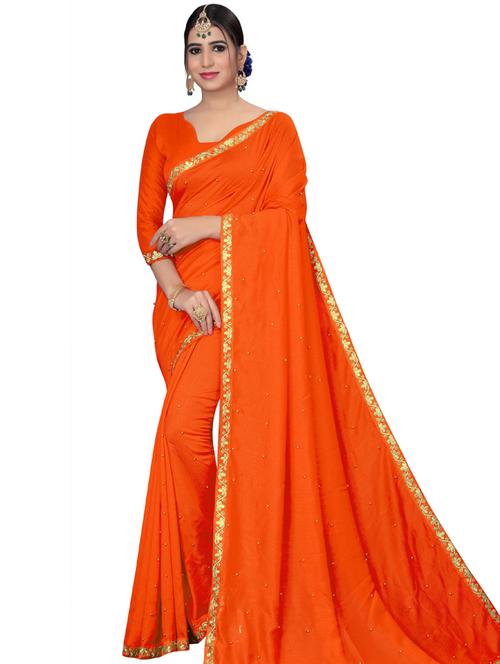 solid bordered saree with blouse - 19691899 - Very Small Image - 1