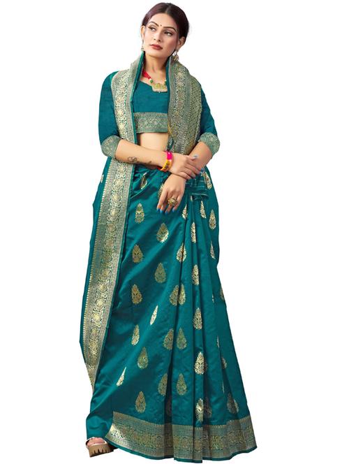 self design banarasi saree with blouse - 19691941 - Very Small Image - 1