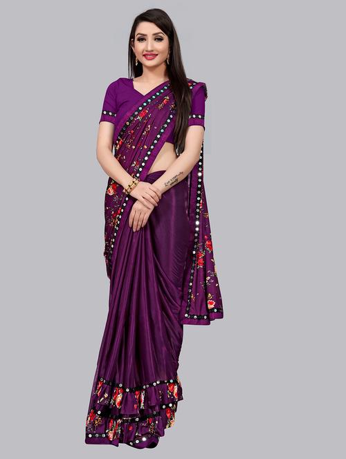 solid with border woven saree with blouse - 19692263 - Very Small Image - 1