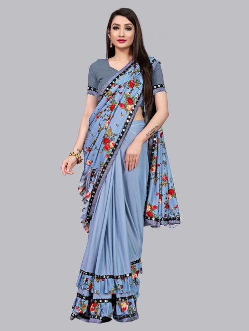 solid with border woven saree with blouse - 19692266 - Very Small Image - 1