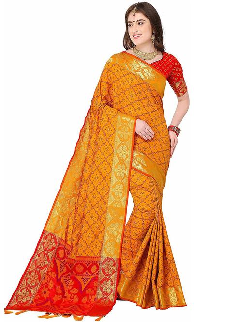 self design woven saree with blouse - 19692282 - Very Small Image - 1