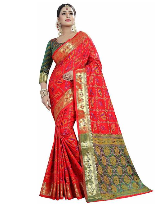 self design woven saree with blouse - 19692335 - Very Small Image - 1