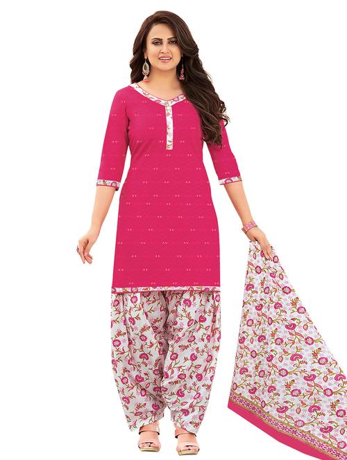 printed unstitched patiyala suit set - 19693150 - Very Small Image - 1