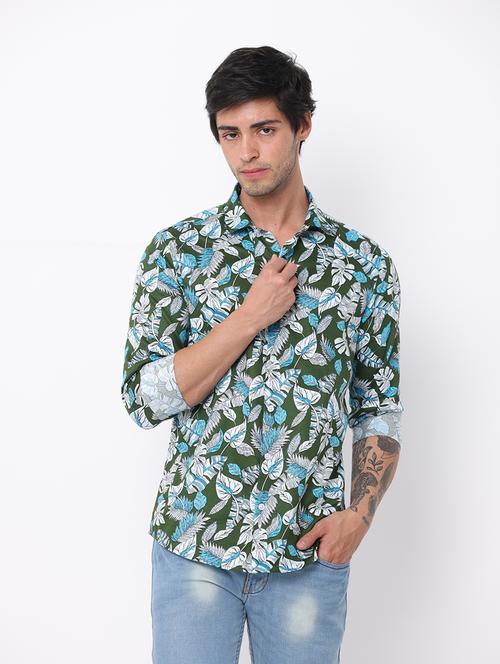 green cotton casual shirt - 19693244 - Very Small Image - 1