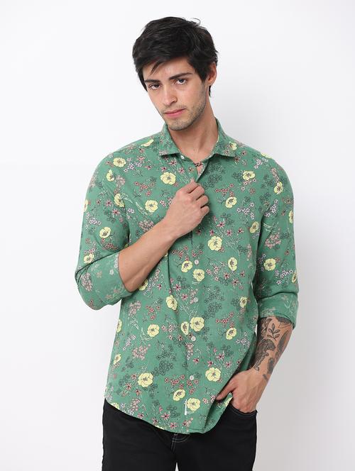 green linen casual shirt - 19693254 - Very Small Image - 1