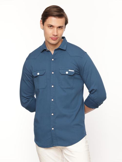 mens solid casual shirt - 19693291 - Very Small Image - 1