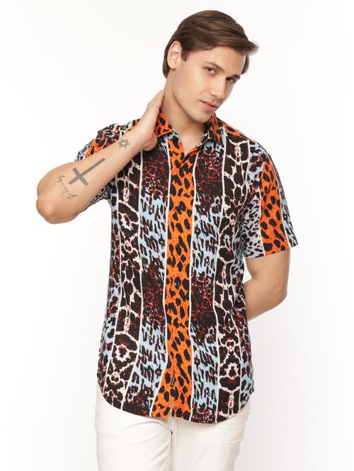 mens animal print casual shirt - 19693293 - Very Small Image - 1