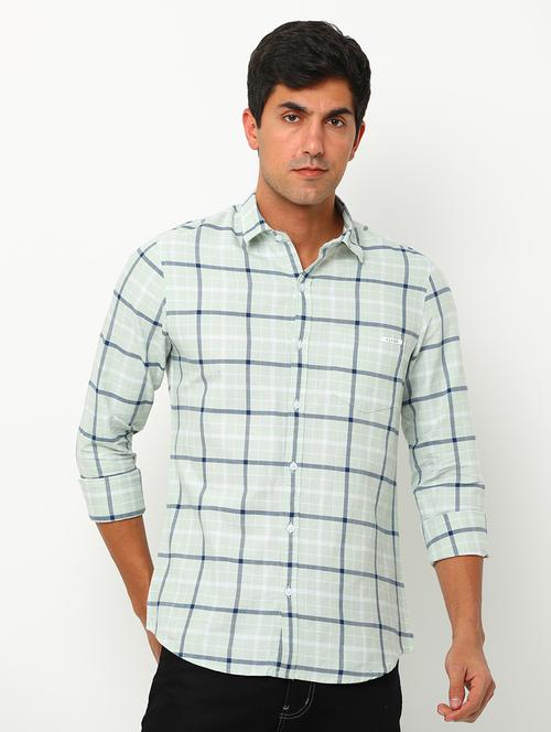 green cotton casual shirt - 19693301 - Very Small Image - 1