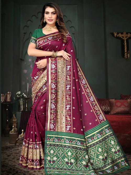 women's banarasi saree with blouse - 19693396 - Very Small Image - 1
