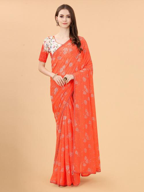 printed woven saree with blouse - 19693451 - Very Small Image - 1