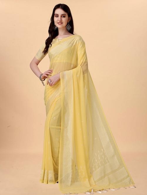 printed woven saree with blouse - 19693526 - Very Small Image - 1