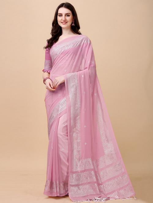 printed woven saree with blouse - 19693529 - Very Small Image - 1
