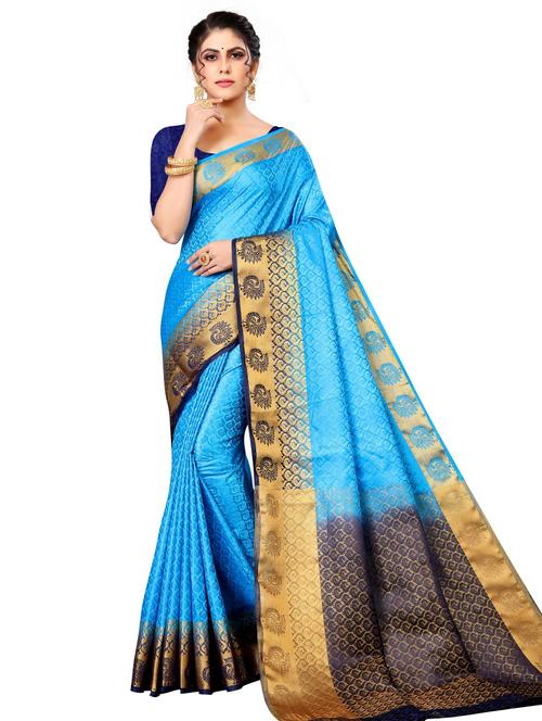 self designed woven contrast border saree - 19693567 - Very Small Image - 1