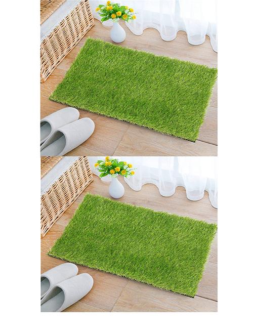 shakrin rectangular artificial polyester grass doormat (green, 40x60 cm) pack of 2 - 19693796 - Very Small Image - 1
