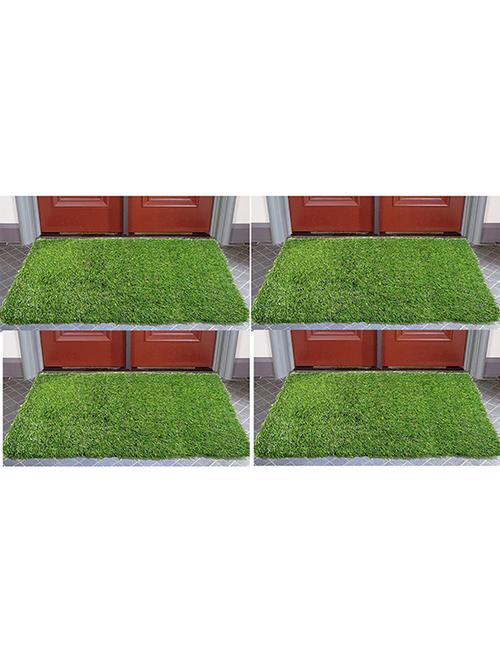 shakrin rectangular artificial polyester grass doormat (green, 40x60 cm) pack of 4 - 19693803 - Very Small Image - 1