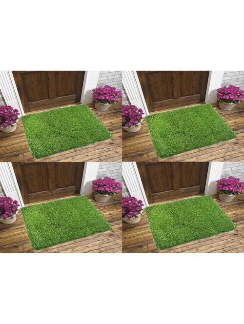 shakrin rectangular artificial polyester grass doormat (green, 40x60 cm) pack of 4 - 19693806 - Very Small Image - 1