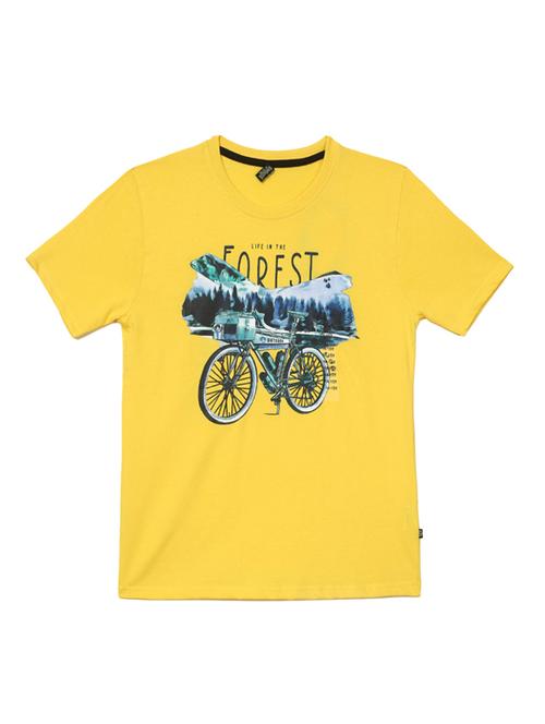 yellow printed round neck t-shirt - 19694209 - Very Small Image - 1