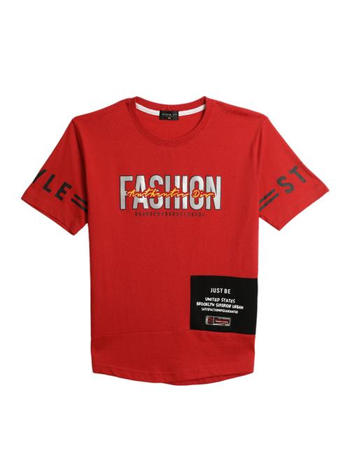 red printed round neck t-shirt - 19694261 - Very Small Image - 1