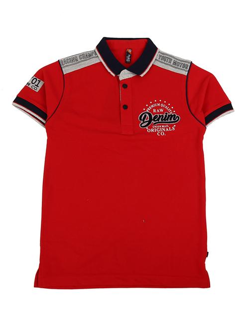 red printed printed polo neck t-shirt - 19694415 - Very Small Image - 1