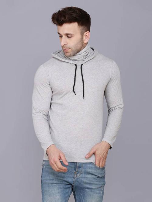 cotton solid hooded t-shirt - 19694455 - Very Small Image - 1