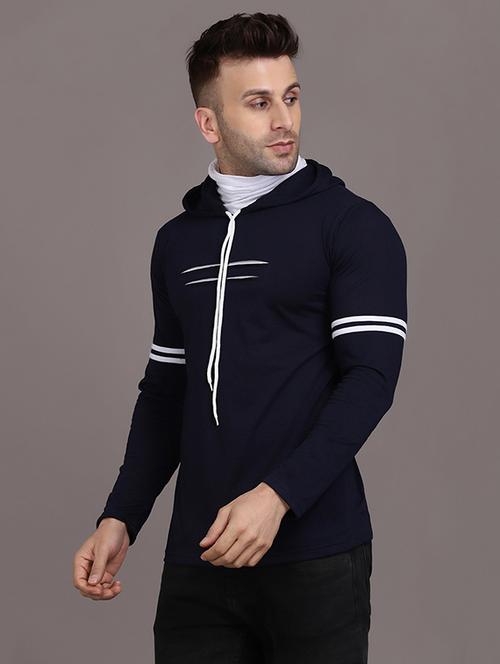 cotton solid hooded t-shirt - 19694460 - Very Small Image - 1