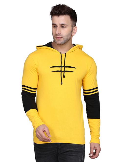 hood neck color block hooded t-shirt - 19694484 - Very Small Image - 1