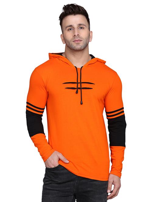hood neck color block hooded t-shirt - 19694486 - Very Small Image - 1