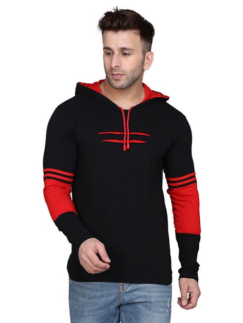 hood neck color block hooded t-shirt - 19694496 - Very Small Image - 1