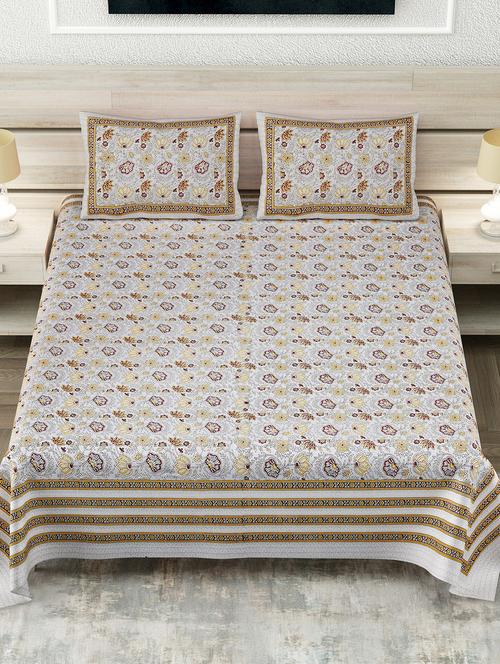 texstylers cotton 108 x 108 inches jaipuri king size bedsheet with 2 pillow covers - 19695300 - Very Small Image - 1