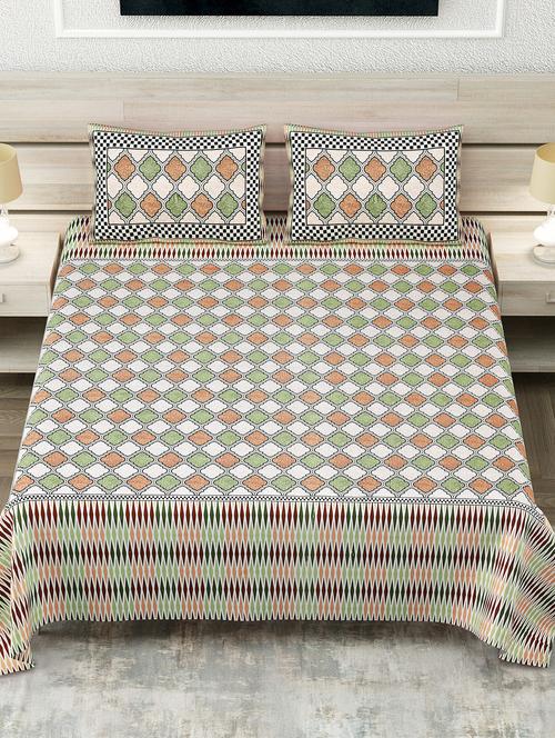 texstylers cotton 108 x 108 inches jaipuri king size bedsheet with 2 pillow covers - 19695310 - Very Small Image - 1