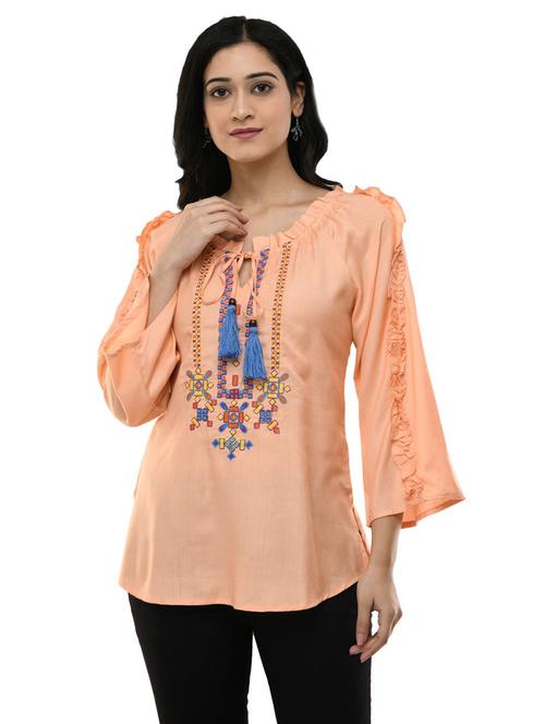 embroidered regular top - 19695359 - Very Small Image - 1